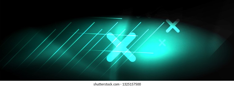 Neon glowing techno lines, hi-tech futuristic abstract background template with lines. Vector illustration