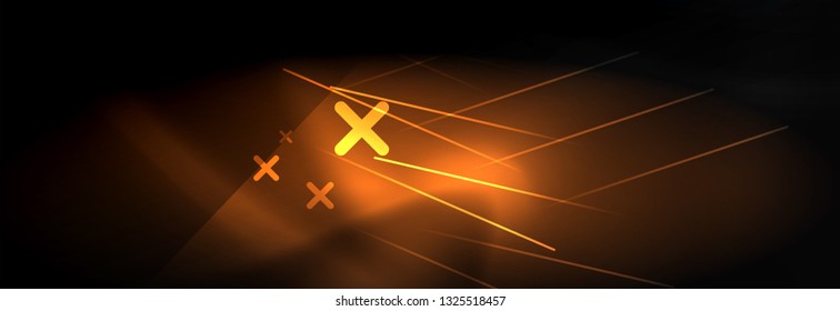 Neon glowing techno lines, hi-tech futuristic abstract background template with lines. Vector illustration
