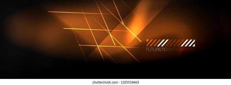Líneas tecno brillantes neón, plantilla de fondo abstracto de alta tecnología futurista con líneas. Ilustración del vector
