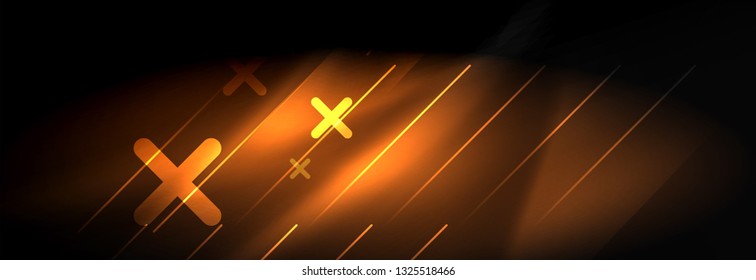 Líneas tecno brillantes neón, plantilla de fondo abstracto de alta tecnología futurista con líneas. Ilustración del vector