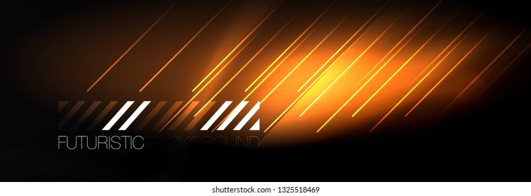 Neon glowing techno lines, hi-tech futuristic abstract background template with lines. Vector illustration