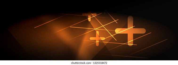 Neon glowing techno lines, hi-tech futuristic abstract background template with lines. Vector illustration