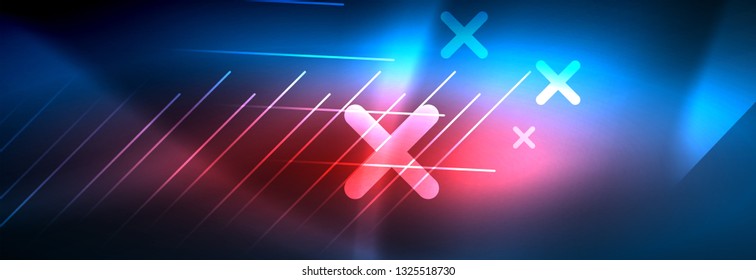 Líneas tecno brillantes neón, plantilla de fondo abstracto de alta tecnología futurista con líneas. Ilustración del vector