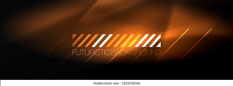 Neon glowing techno lines, hi-tech futuristic abstract background template with lines. Vector illustration
