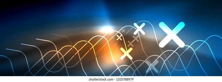 Líneas tecno brillantes de neón, plantilla de fondo abstracto de alta tecnología futurista con formas cuadradas