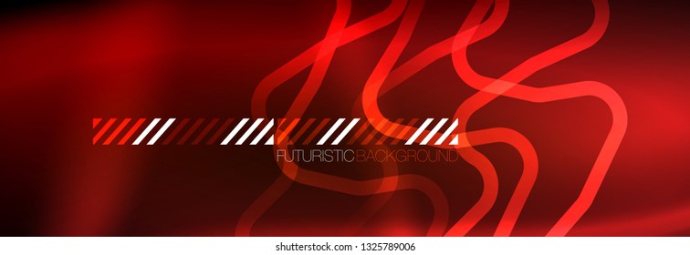 Neon glowing techno lines, hi-tech futuristic abstract background template with square shapes