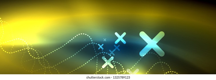 Líneas tecno brillantes de neón, plantilla de fondo abstracto de alta tecnología futurista con formas cuadradas
