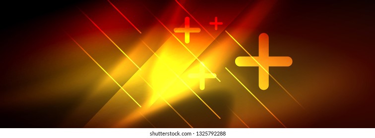 Neon glowing techno lines, hi-tech futuristic abstract background template with lines. Vector illustration