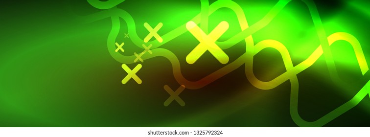 Neon glowing techno lines, hi-tech futuristic abstract background template with square shapes