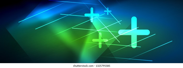Líneas tecno brillantes neón, plantilla de fondo abstracto de alta tecnología futurista con líneas. Ilustración del vector