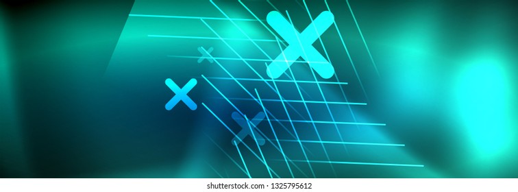 Líneas tecno brillantes neón, plantilla de fondo abstracto de alta tecnología futurista con líneas. Ilustración del vector