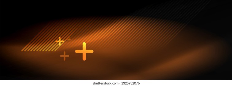 Neon glowing techno lines, hi-tech futuristic abstract background template with lines. Vector illustration