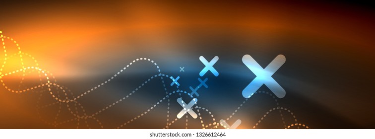 Neon glowing techno lines, hi-tech futuristic abstract background template with square shapes