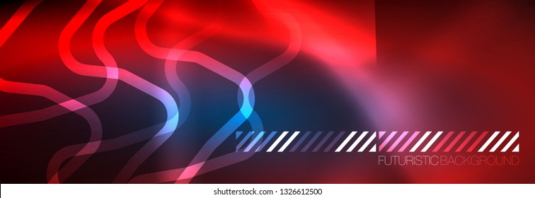 Neon linhas de tecno brilhantes, modelo de fundo abstrato futurista de alta tecnologia com formas quadradas