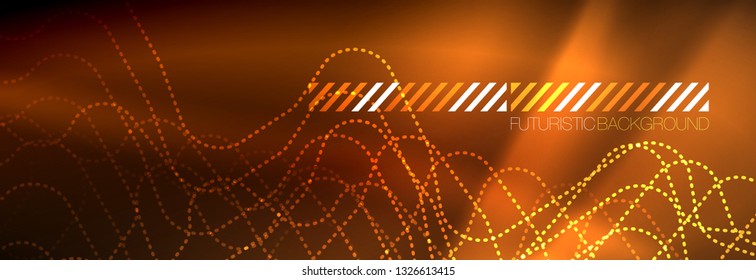 Neon glowing techno lines, hi-tech futuristic abstract background template with square shapes