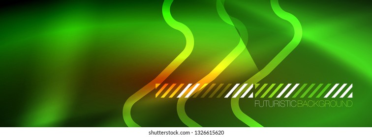 Neon glowing techno lines, hi-tech futuristic abstract background template with square shapes