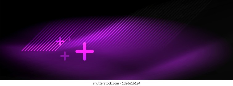 Neon glowing techno lines, hi-tech futuristic abstract background template with lines. Vector illustration