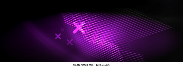 Líneas tecno brillantes neón, plantilla de fondo abstracto de alta tecnología futurista con líneas. Ilustración del vector