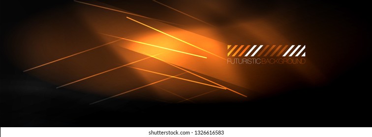 Neon glowing techno lines, hi-tech futuristic abstract background template with lines. Vector illustration