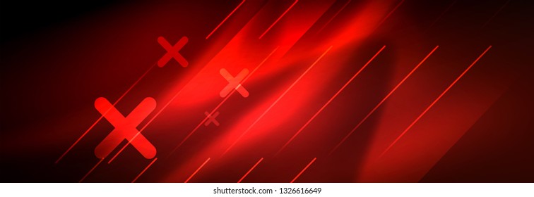 Neon glowing techno lines, hi-tech futuristic abstract background template with lines. Vector illustration