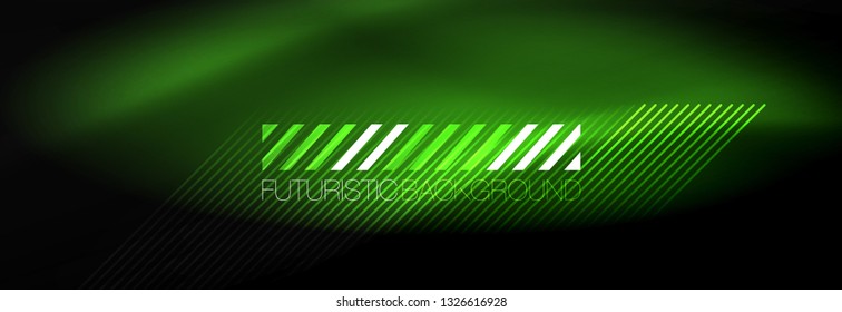 Neon glowing techno lines, hi-tech futuristic abstract background template with lines. Vector illustration