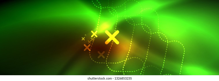 Neon glowing techno lines, hi-tech futuristic abstract background template with square shapes