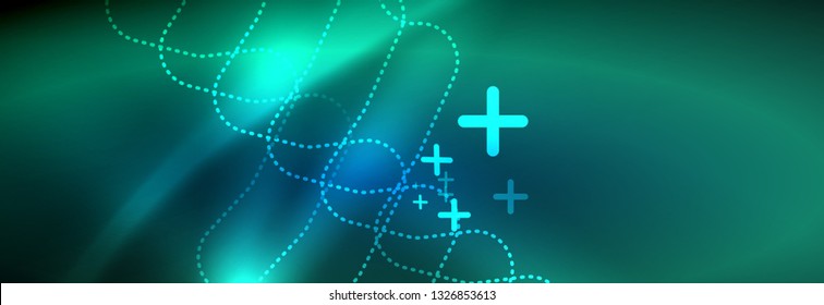Neon glowing techno lines, hi-tech futuristic abstract background template with square shapes