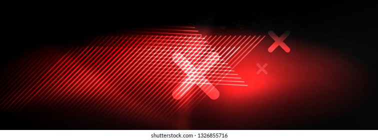 Líneas tecno brillantes neón, plantilla de fondo abstracto de alta tecnología futurista con líneas. Ilustración del vector