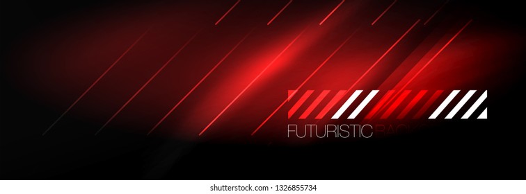 Neon glowing techno lines, hi-tech futuristic abstract background template with lines. Vector illustration
