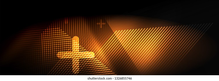 Neon glowing techno lines, hi-tech futuristic abstract background template with lines. Vector illustration