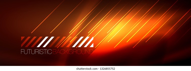 Neon glowing techno lines, hi-tech futuristic abstract background template with lines. Vector illustration