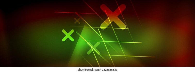 Líneas tecno brillantes neón, plantilla de fondo abstracto de alta tecnología futurista con líneas. Ilustración del vector