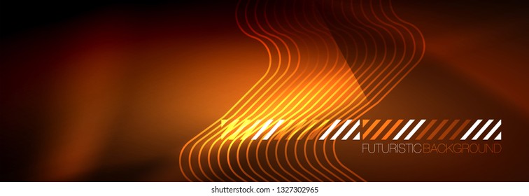 Líneas tecno brillantes de neón, plantilla de fondo abstracto de alta tecnología futurista con formas cuadradas