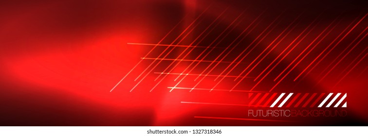 Neon leuchtende Techno-Linien, High-Tech-futuristische abstrakte Hintergrundvorlage mit Linien. Vektorgrafik