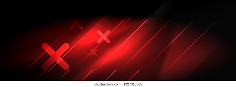 Neon glowing techno lines, hi-tech futuristic abstract background template with lines. Vector illustration