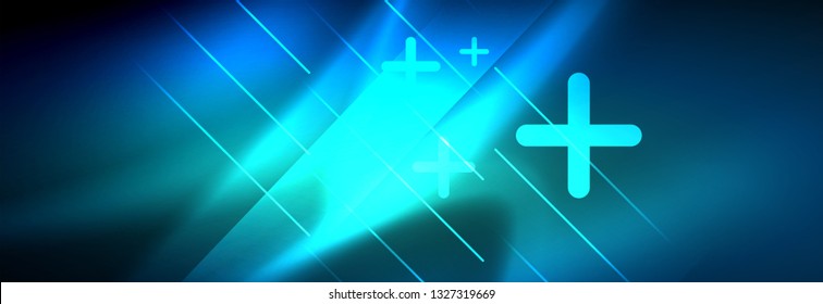 Neon glowing techno lines, hi-tech futuristic abstract background template with lines. Vector illustration