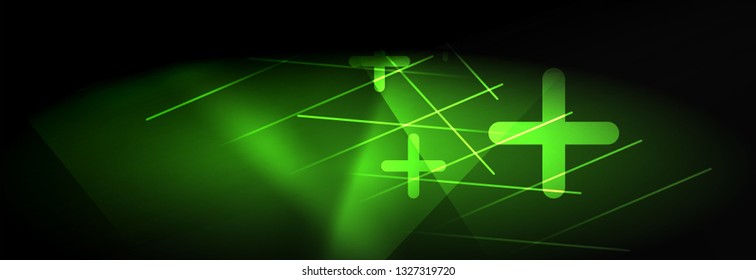 Neon glowing techno lines, hi-tech futuristic abstract background template with lines. Vector illustration
