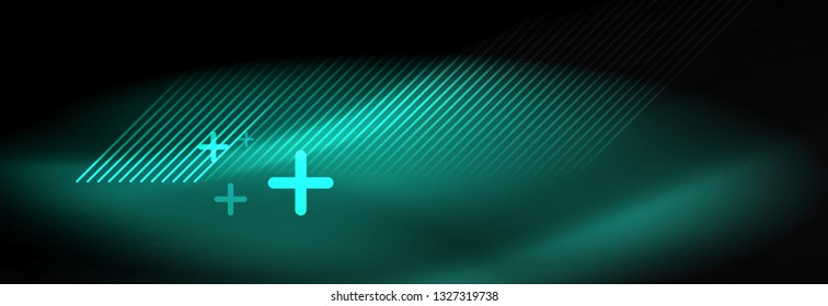 Neon glowing techno lines, hi-tech futuristic abstract background template with lines. Vector illustration