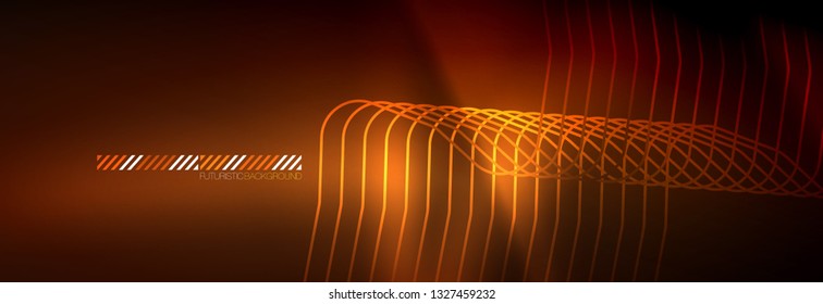 Líneas tecno brillantes de neón, plantilla de fondo abstracto de alta tecnología futurista con formas cuadradas