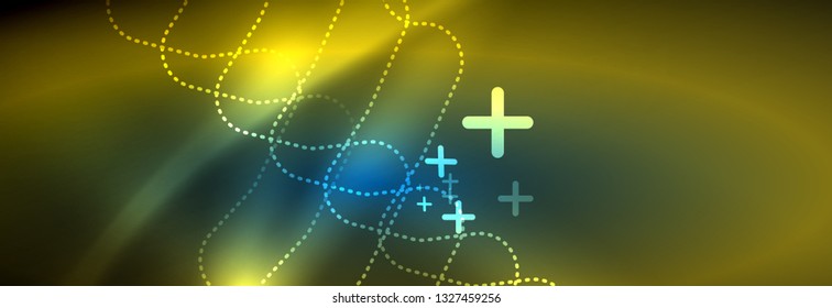 Neonleuchtende Techno-Linien, futuristisch abstrakte High-Tech-Hintergrundvorlage mit quadratischen Formen