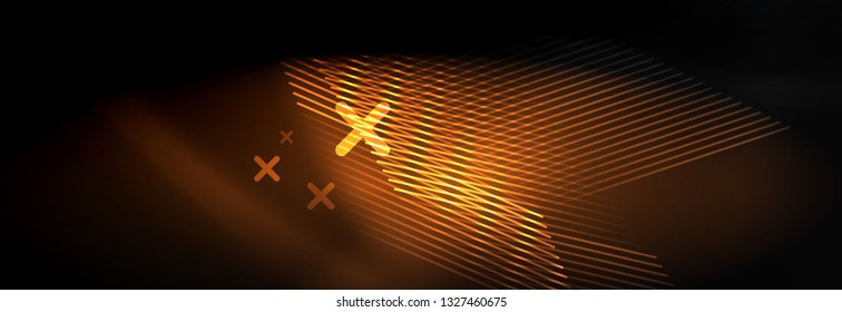 Neon glowing techno lines, hi-tech futuristic abstract background template with lines. Vector illustration