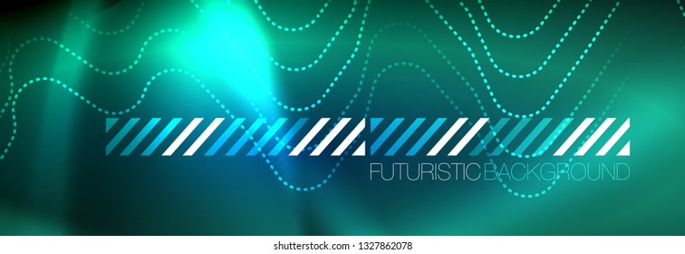 Líneas tecno brillantes de neón, plantilla de fondo abstracto de alta tecnología futurista con formas cuadradas
