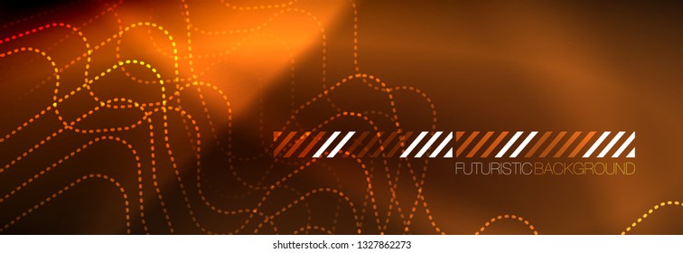 Neon linhas de tecno brilhantes, modelo de fundo abstrato futurista de alta tecnologia com formas quadradas