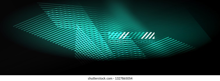 Neon glowing techno lines, hi-tech futuristic abstract background template with lines. Vector illustration