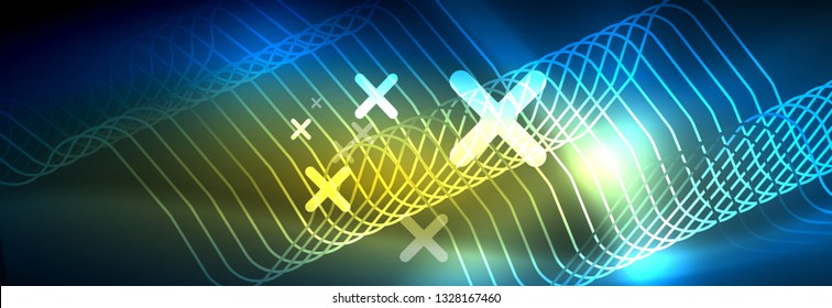 Neonleuchtende Techno-Linien, futuristisch abstrakte High-Tech-Hintergrundvorlage mit quadratischen Formen