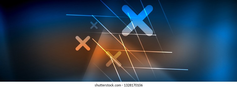 Neon glowing techno lines, hi-tech futuristic abstract background template with lines. Vector illustration