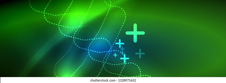 Neon glowing techno lines, hi-tech futuristic abstract background template with square shapes