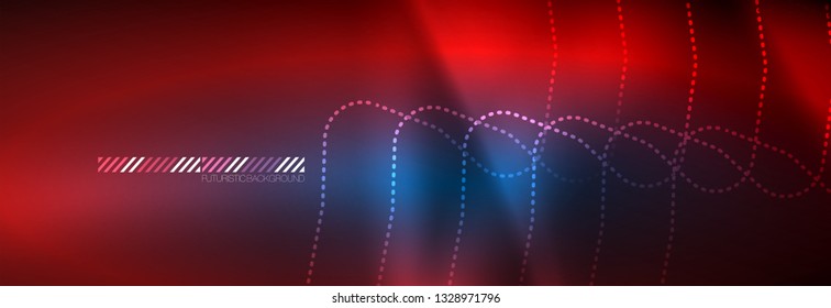 Neon glowing techno lines, hi-tech futuristic abstract background template with square shapes