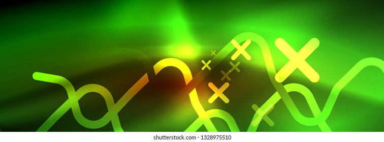 Neon glowing techno lines, hi-tech futuristic abstract background template with square shapes