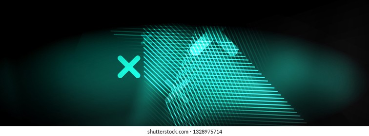 Neon glowing techno lines, hi-tech futuristic abstract background template with lines. Vector illustration